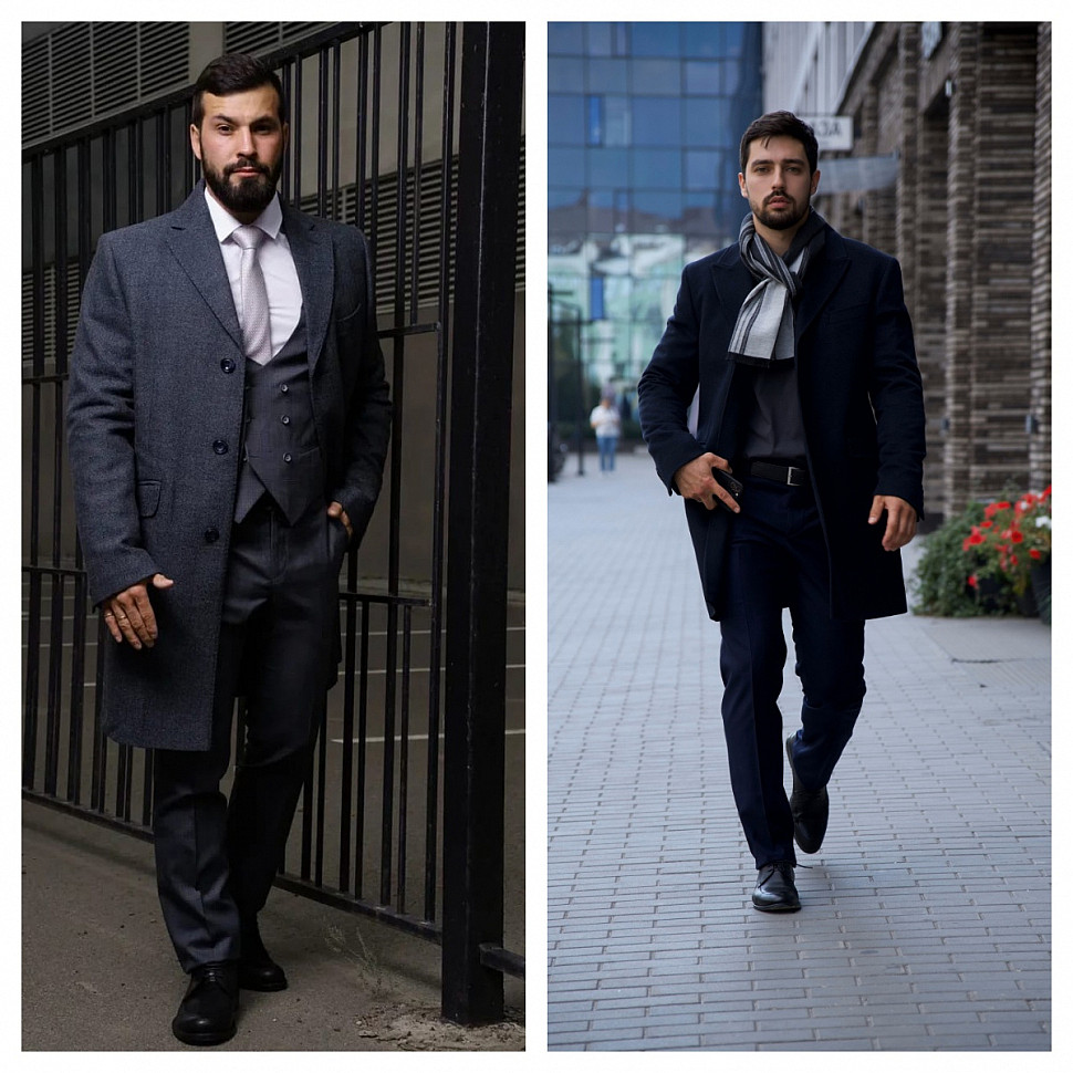Мужское пальто с костюмом