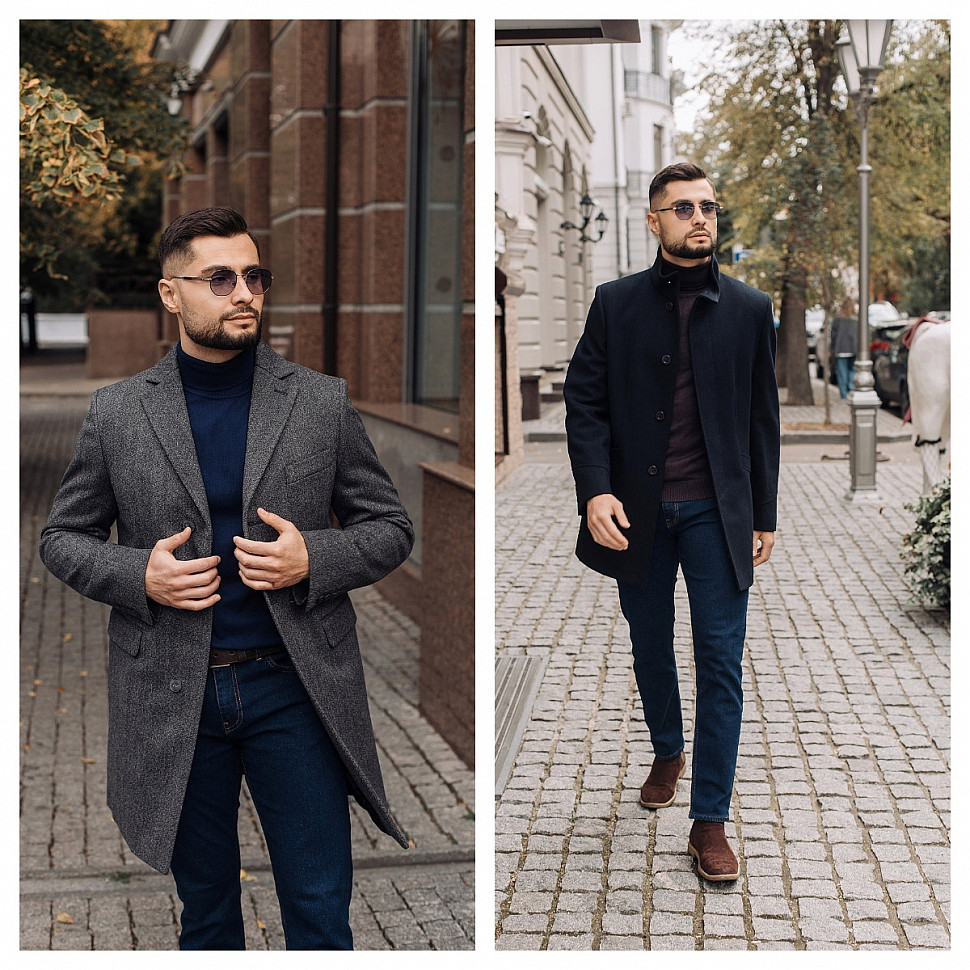 Мужское пальто со свитером