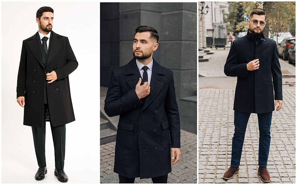 Черное мужское пальто