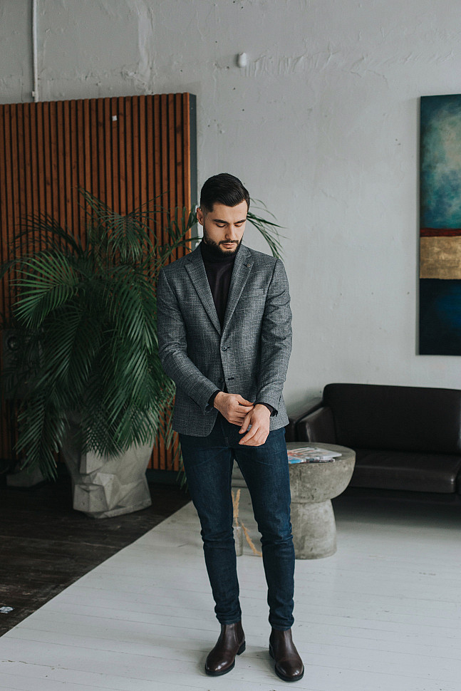 Непарный пиджак в клетку