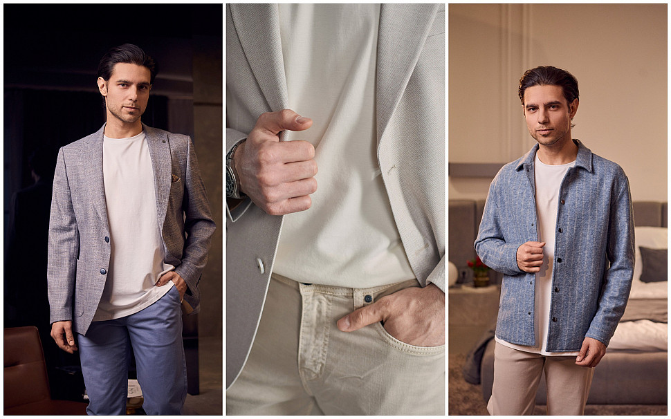 Мужские джинсы с пиджаком