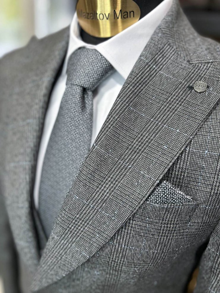 Костюм MAZALTOVMAN 3-ка Premium Серый в клетку