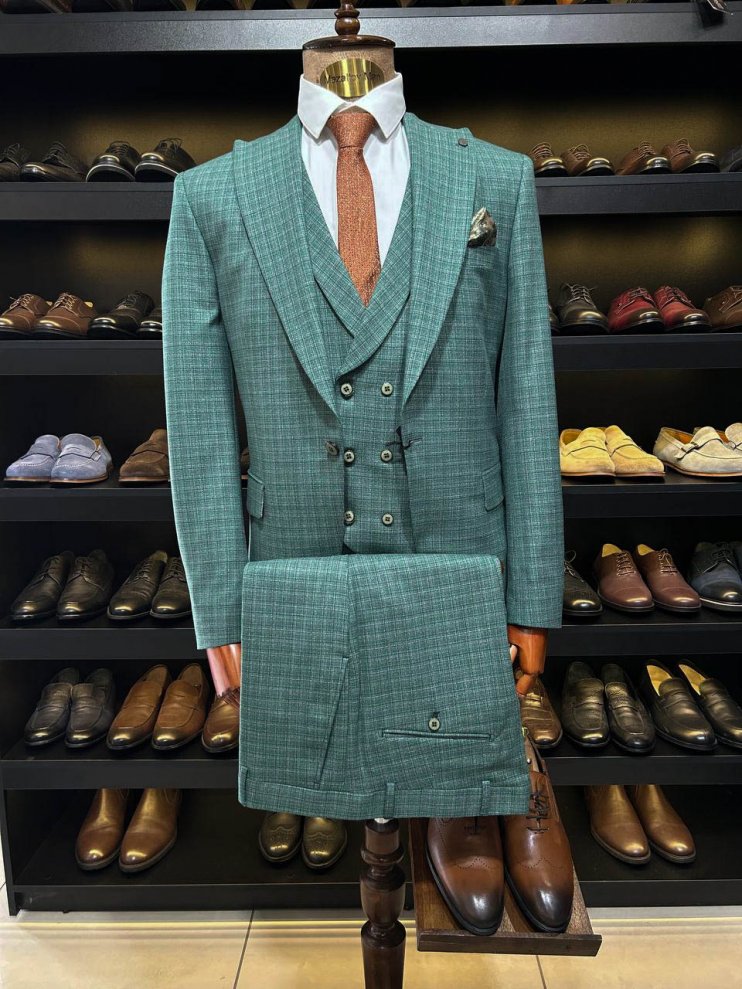 Костюм MAZALTOVMAN 3-ка Зеленый в клетку премиум