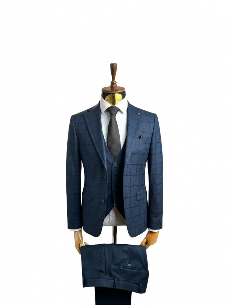 Костюм MAZALTOVMAN 3-ка Premium Синий в клетку