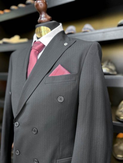 Костюм MAZALTOVMAN 2-ка двубортный Premium Черный в полоску