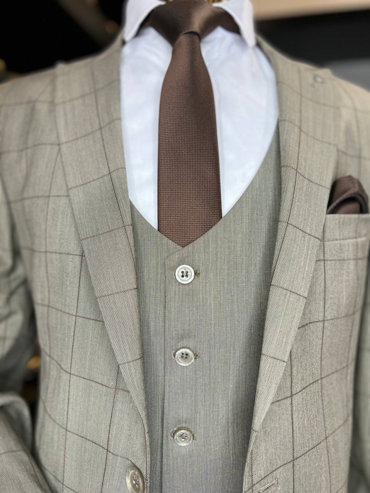 Костюм DOV 3-ка Коричневый в клетку