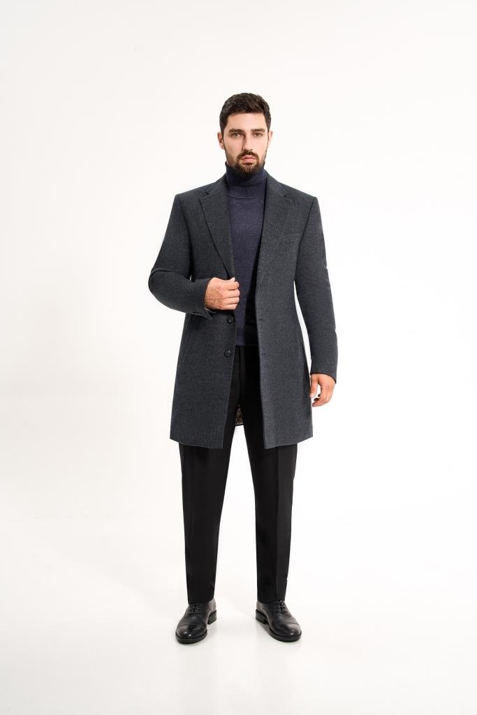 Пальто MAZALTOVMAN Premium Темно-синее фактурное