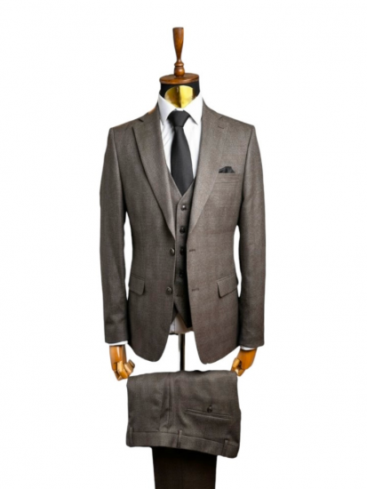 Костюм MAZALTOVMAN 3-ка Premium Светло-коричневый в клетку