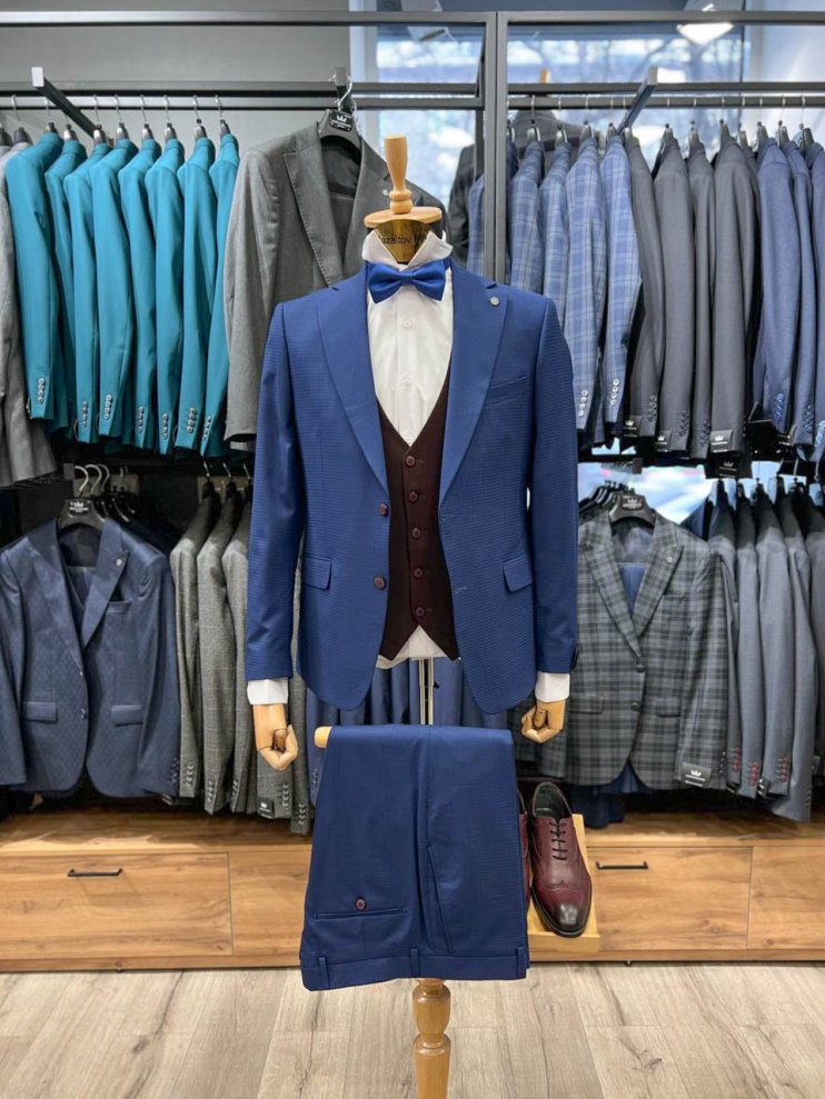 Костюм MAZALTOVMAN 3-ка Premium Синий в клетку