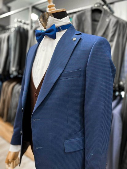 Костюм MAZALTOVMAN 3-ка Premium Синий в клетку