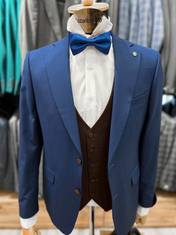 Костюм MAZALTOVMAN 3-ка Premium Синий в клетку