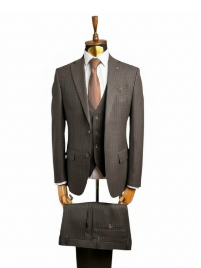 Костюм MAZALTOVMAN 3-ка Premium Коричневый в полоску
