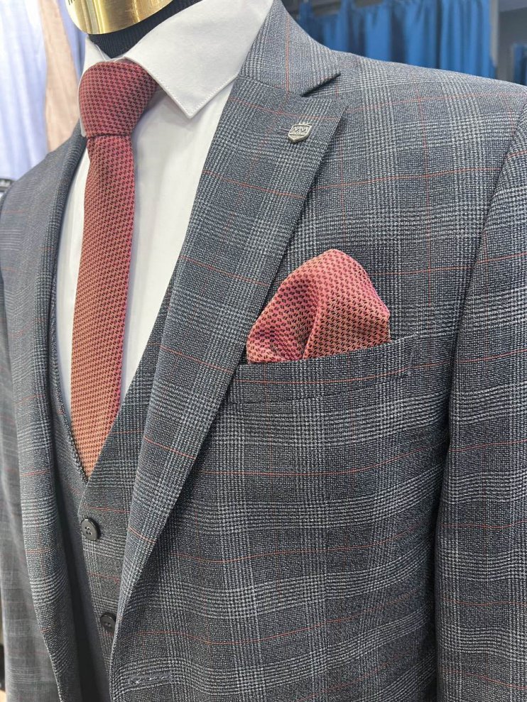 Костюм MAZALTOVMAN 3-ка Premium Серый в клетку