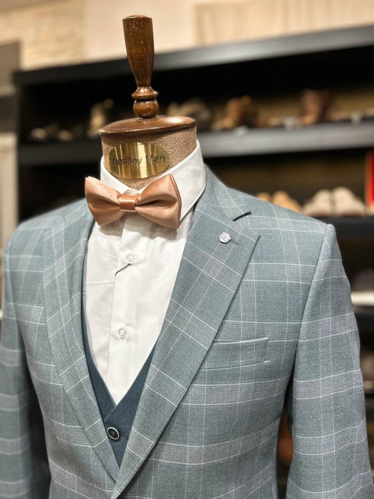 Костюм IBR 3-ка Бирюзовый в клетку