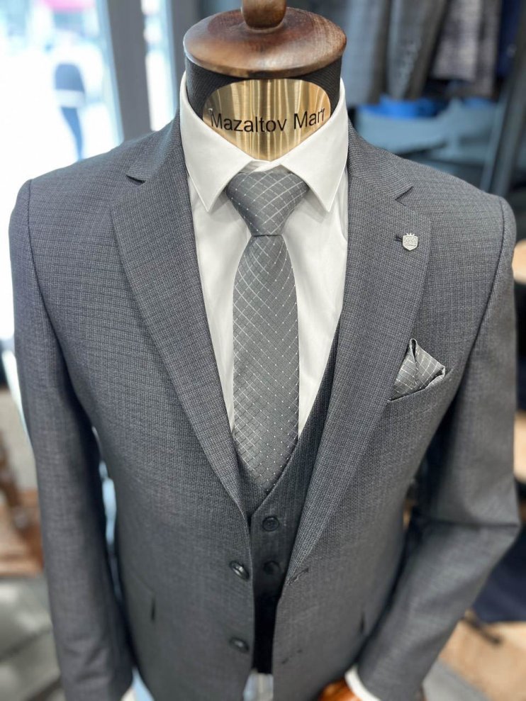 Костюм MAZALTOVMAN 3-ка Серый в микроклетку