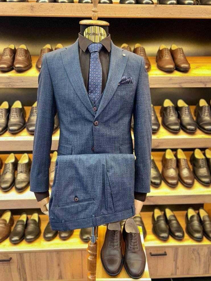 Костюм MAZALTOVMAN 3-ка Premium Синий фактурный