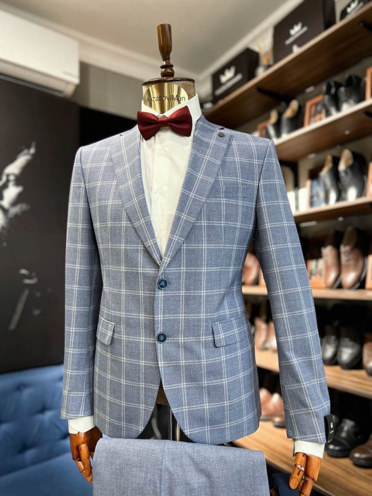 Костюм MAZALTOVMAN 2-ка Premium Голубой в клетку