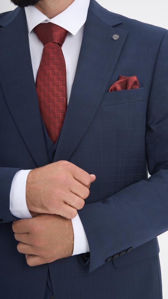 Костюм MAZALTOVMAN 3-ка Premium Синий в клетку