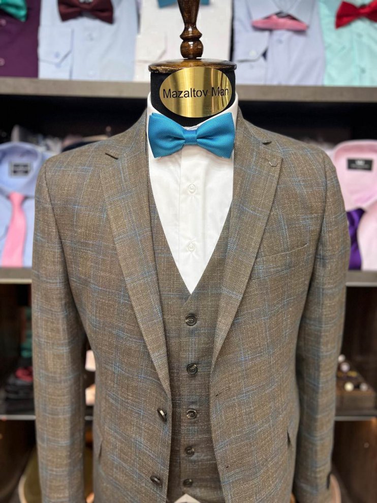 Костюм MAZALTOVMAN 3-ка Коричневый в клетку