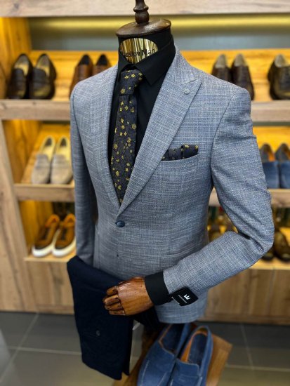 Пиджак MAZALTOVMAN Premium Серый в полоску