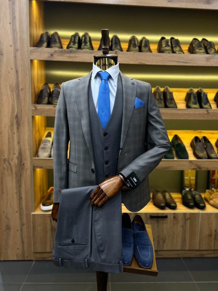 Костюм MAZALTOVMAN 3-ка VIP Premium Серый в клетку